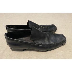 Via Spiga Mens Driving Loafers Sz 10.5 Black Leather Side Stitch Moccasins Shoes